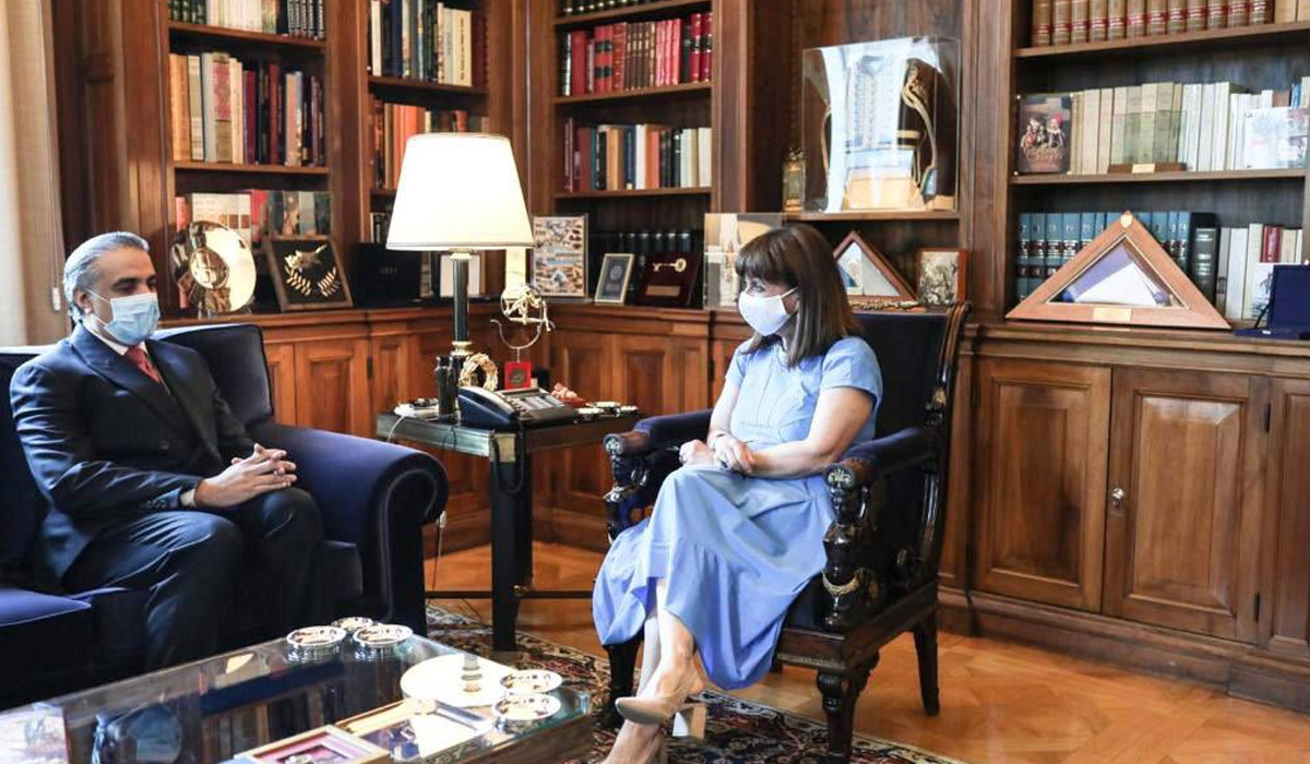 The President of Greece meets with Qatar's Ambassador